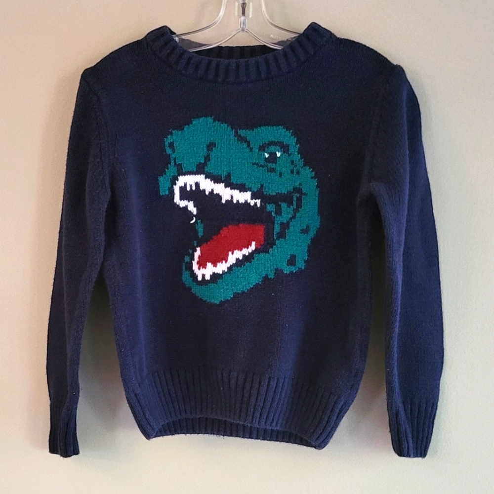 Navy dinosaur pullover knit sweater